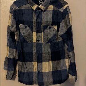 Wonder Nation Navy and Beige Plaid Shirt